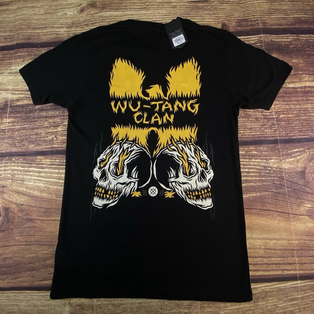 Wu-Tang Clan By Stance Flaming Skull Black Graphic Print T-Shirt Size Small